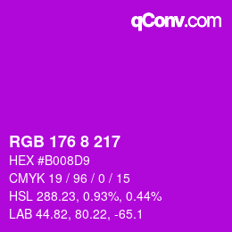 Color code: RGB 176 8 217 | qconv.com