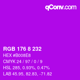 颜色代码: RGB 176 8 232 | qconv.com