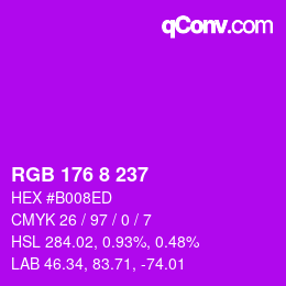 Farbcode: RGB 176 8 237 | qconv.com