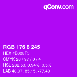 Color code: RGB 176 8 245 | qconv.com