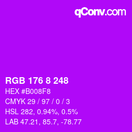 颜色代码: RGB 176 8 248 | qconv.com