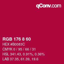 颜色代码: RGB 176 8 60 | qconv.com