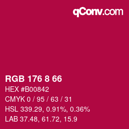 颜色代码: RGB 176 8 66 | qconv.com