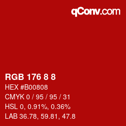 カラーコード: RGB 176 8 8 | qconv.com