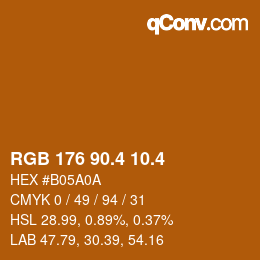 カラーコード: RGB 176 90.4 10.4 | qconv.com