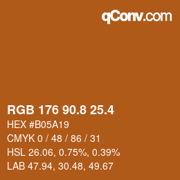 カラーコード: RGB 176 90.8 25.4 | qconv.com