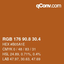 カラーコード: RGB 176 90.8 30.4 | qconv.com