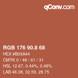 カラーコード: RGB 176 90.8 68 | qconv.com