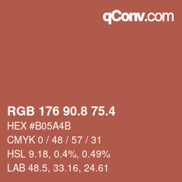 カラーコード: RGB 176 90.8 75.4 | qconv.com