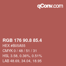 カラーコード: RGB 176 90.8 85.4 | qconv.com
