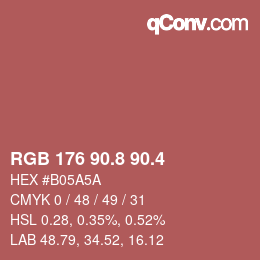 カラーコード: RGB 176 90.8 90.4 | qconv.com