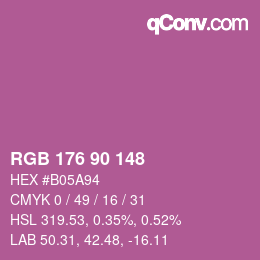 颜色代码: RGB 176 90 148 | qconv.com