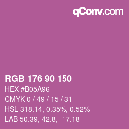 颜色代码: RGB 176 90 150 | qconv.com