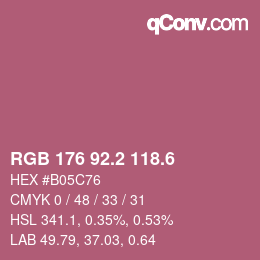 カラーコード: RGB 176 92.2 118.6 | qconv.com