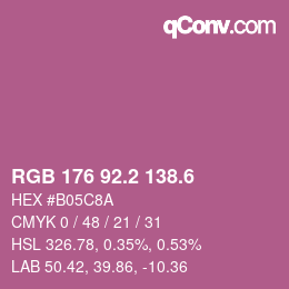 カラーコード: RGB 176 92.2 138.6 | qconv.com