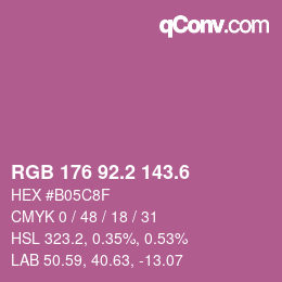 カラーコード: RGB 176 92.2 143.6 | qconv.com