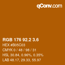 カラーコード: RGB 176 92.2 3.6 | qconv.com