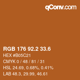 カラーコード: RGB 176 92.2 33.6 | qconv.com