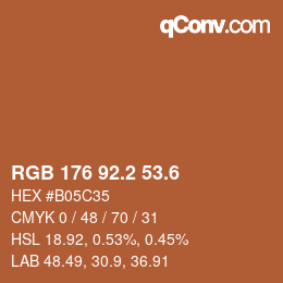 カラーコード: RGB 176 92.2 53.6 | qconv.com