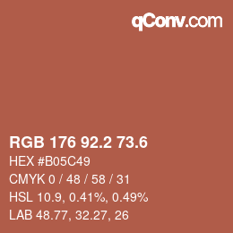 カラーコード: RGB 176 92.2 73.6 | qconv.com