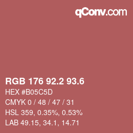 カラーコード: RGB 176 92.2 93.6 | qconv.com