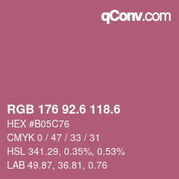 カラーコード: RGB 176 92.6 118.6 | qconv.com