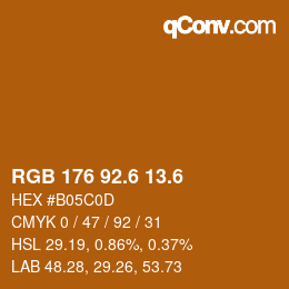 カラーコード: RGB 176 92.6 13.6 | qconv.com