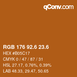カラーコード: RGB 176 92.6 23.6 | qconv.com