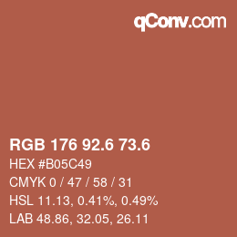 カラーコード: RGB 176 92.6 73.6 | qconv.com