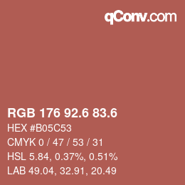 カラーコード: RGB 176 92.6 83.6 | qconv.com