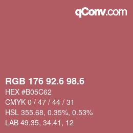 カラーコード: RGB 176 92.6 98.6 | qconv.com