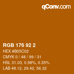 カラーコード: RGB 176 92 2 | qconv.com