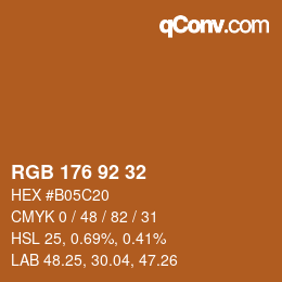 Color code: RGB 176 92 32 | qconv.com