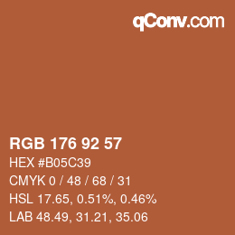 Color code: RGB 176 92 57 | qconv.com