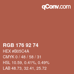 颜色代码: RGB 176 92 74 | qconv.com
