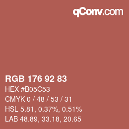 Color code: RGB 176 92 83 | qconv.com