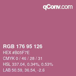 Color code: RGB 176 95 126 | qconv.com