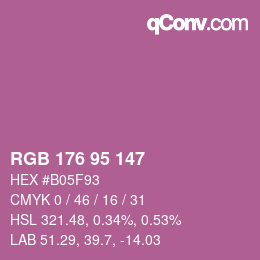 Color code: RGB 176 95 147 | qconv.com
