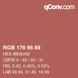 カラーコード: RGB 176 96 88 | qconv.com