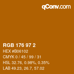 Color code: RGB 176 97 2 | qconv.com