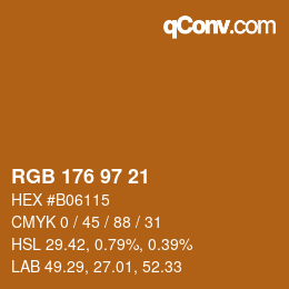 Color code: RGB 176 97 21 | qconv.com