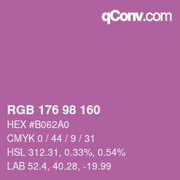 Color code: RGB 176 98 160 | qconv.com