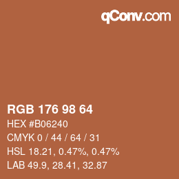 Color code: RGB 176 98 64 | qconv.com