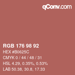カラーコード: RGB 176 98 92 | qconv.com
