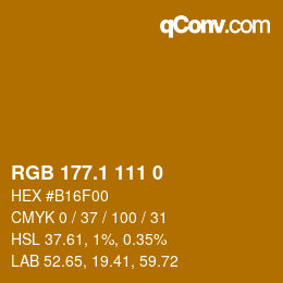 カラーコード: RGB 177.1 111 0 | qconv.com
