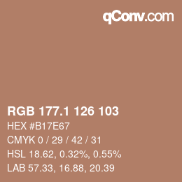 カラーコード: RGB 177.1 126 103 | qconv.com