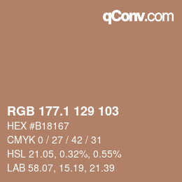 カラーコード: RGB 177.1 129 103 | qconv.com