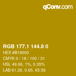 カラーコード: RGB 177.1 144.8 0 | qconv.com