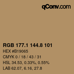 Color code: RGB 177.1 144.8 101 | qconv.com