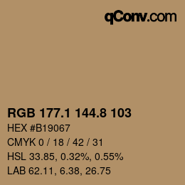 Farbcode: RGB 177.1 144.8 103 | qconv.com